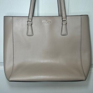 Kate Spade Perry Saffiano Leather Laptop Tote Bag Light‎ Beige Purse Handbag